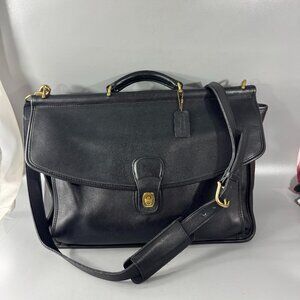 Vintage Coach # 5255 Black Leather Briefcase/Messenger Bag